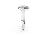 Silver Pear Cut Halo Solitaire Engagement Ring with Square Band and Four-Prong Setting_14