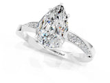Silver Pear Cut Moissanite Engagement Ring with Side Stone Accents and Four-Prong Setting_13