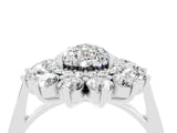 Silver Pear Cut Moissanite Floral Double Halo Engagement Ring with Prong Setting_148