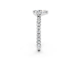 Silver Pear Cut Moissanite Pavé Solitaire Ring with Round Band and Prong Setting_44