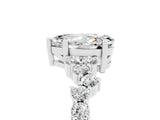 Silver Pear Cut Moissanite Scattered Round Accent Ring with Prong Setting_89