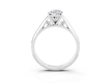 Silver Pear Cut Moissanite Solitaire Engagement Ring with Cathedral Setting and Four-Prong Mount_3