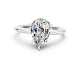 Silver Pear Cut Moissanite Solitaire Engagement Ring with Classic Band and Four-Prong Setting_12