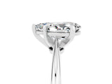 Silver Pear Cut Moissanite Solitaire Engagement Ring with Classic Band and Four-Prong Setting_17