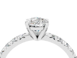 Silver Pear Cut Moissanite Solitaire Pavé Engagement Ring with Round Band and Prong Setting_101