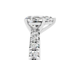 Silver Pear Cut Moissanite Solitaire Pavé Engagement Ring with Round Band and Prong Setting_102