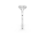 Silver Pear Cut Moissanite Solitaire Ring with Flower Prong Setting and Classic Band_2