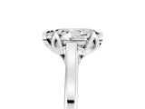 Silver Pear Cut Moissanite Solitaire Ring with Flower Prong Setting and Classic Band_5