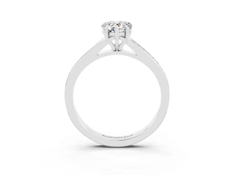 Silver Pear Cut Moissanite Solitaire Ring with Pavé Band and Prong Setting_15