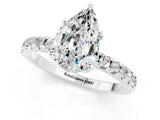Silver Pear Cut Moissanite Solitaire Ring with Round  Pavé Band and Four-Prong Setting_49