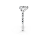 Silver Pear Cut Moissanite Solitaire Ring with Round  Pavé Band and Four-Prong Setting_50