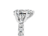 Silver Pear Cut Moissanite Solitaire Ring with Round  Pavé Band and Four-Prong Setting_53