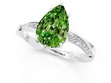Silver Pear Cut Peridot Engagement Ring with Side Stone Accents and Four-Prong Setting_13