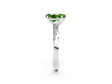 Silver Pear Cut Peridot Engagement Ring with Side Stone Accents and Four-Prong Setting_14