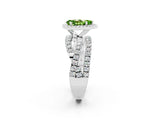 Silver Pear Cut Peridot Halo Ring with Round Split Shank and Prong Setting_68