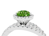 Silver Pear Cut Peridot Halo Ring with Round Split Shank and Prong Setting_70