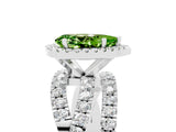 Silver Pear Cut Peridot Halo Ring with Round Split Shank and Prong Setting_71