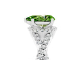 Silver Pear Cut Peridot  Halo Twist Band Solitaire Prong Setting Ring_17