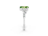 Silver Pear Cut Peridot Scattered Round Accent Ring with Prong Setting_62