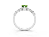 Silver Pear Cut Peridot Scattered Round Accent Ring with Prong Setting_63