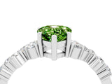 Silver Pear Cut Peridot Scattered Round Accent Ring with Prong Setting_64