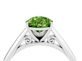 Silver Pear Cut Peridot Solitaire Engagement Ring with Cathedral Setting and Four-Prong Mount_16