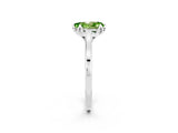 Silver Pear Cut Peridot Solitaire Ring with Flower Prong Setting and Classic Band_14