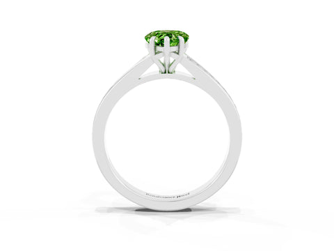 Silver Pear Cut Peridot Solitaire Ring with Pavé Band and Prong Setting_15