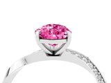 Silver Pear Cut Pink Sapphire Engagement Ring with Side Stone Accents and Four-Prong Setting_16