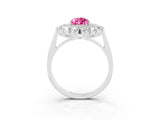 Silver Pear Cut Pink Sapphire Floral Double Halo Engagement Ring with Prong Setting_147