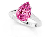 Silver Pear Cut Pink Sapphire Solitaire Engagement Ring with Cathedral Setting and Four-Prong Mount_13