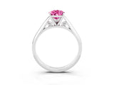 Silver Pear Cut Pink Sapphire Solitaire Engagement Ring with Cathedral Setting and Four-Prong Mount_15