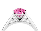 Silver Pear Cut Pink Sapphire Solitaire Engagement Ring with Cathedral Setting and Four-Prong Mount_16