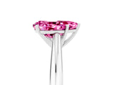 Silver Pear Cut Pink Sapphire Solitaire Engagement Ring with Cathedral Setting and Four-Prong Mount_17