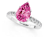 Silver Pear Cut Pink Sapphire Solitaire Ring with Round  Pavé Band and Four-Prong Setting_37