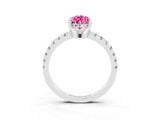 Silver Pear Cut Pink Sapphire Solitaire Ring with Round  Pavé Band and Four-Prong Setting_39