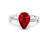 Silver Pear Cut Ruby Engagement Ring with Side Stone Accents and Four-Prong Setting_24