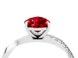Silver Pear Cut Ruby Engagement Ring with Side Stone Accents and Four-Prong Setting_28