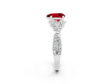 Silver Pear Cut Ruby  Halo Twist Band Solitaire Prong Setting Ring_14