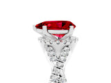 Silver Pear Cut Ruby  Halo Twist Band Solitaire Prong Setting Ring_17