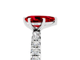 Silver Pear Cut Ruby Pavé Solitaire Ring with Round Band and Prong Setting_47