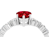 Silver Pear Cut Ruby Scattered Round Accent Ring with Prong Setting_64