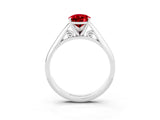 Silver Pear Cut Ruby Solitaire Engagement Ring with Cathedral Setting and Four-Prong Mount_15