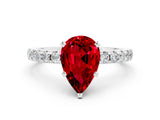 Silver Pear Cut Ruby Solitaire Ring with Round  Pavé Band and Four-Prong Setting_36