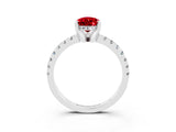 Silver Pear Cut Ruby Solitaire Ring with Round  Pavé Band and Four-Prong Setting_39