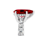 Silver Pear Cut Ruby Solitaire Ring with Round  Pavé Band and Four-Prong Setting_41