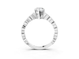 Silver Pear Cut Solitaire Diamond Ring with Infinity Twist Band and Four-Prong Setting_16