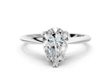 Silver Pear Cut Solitaire Diamond Ring with Six-Prong Setting and Classic Band_30