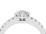 Silver Pear Cut Solitaire Diamond with Pavé Band and Four-Prong Setting_10