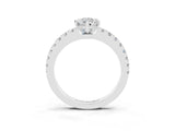 Silver Pear Cut Solitaire Diamond with Pavé Band and Four-Prong Setting_9